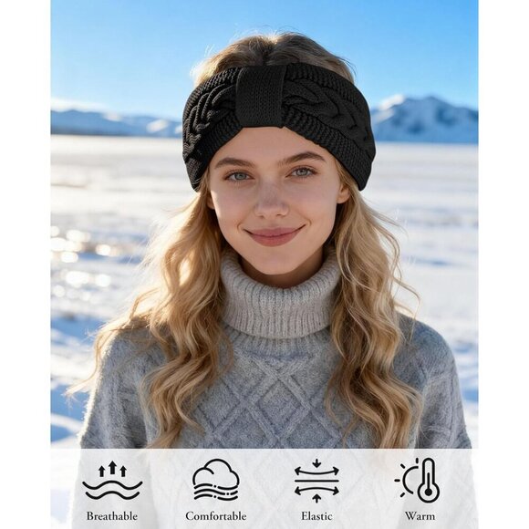 Winter Women Headbands Crochet Ear Warmer Turban Fabric One Size main image 2